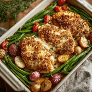 Baked Chicken Parmesan & Veggies