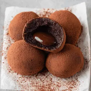 Chocolate Mochi with Ganache Center