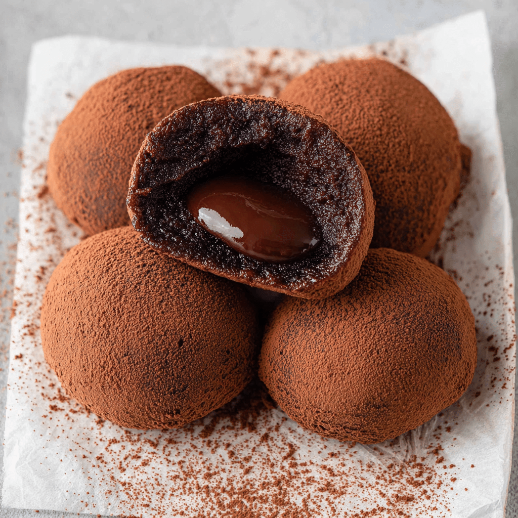 Chocolate Mochi with Ganache Center