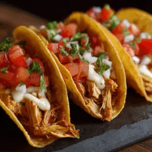 Slow Cooker Queso Chicken Tacos