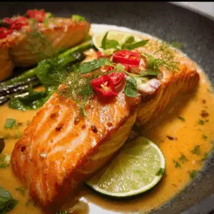 Coconut Poached Salmon with Lime Drizzle