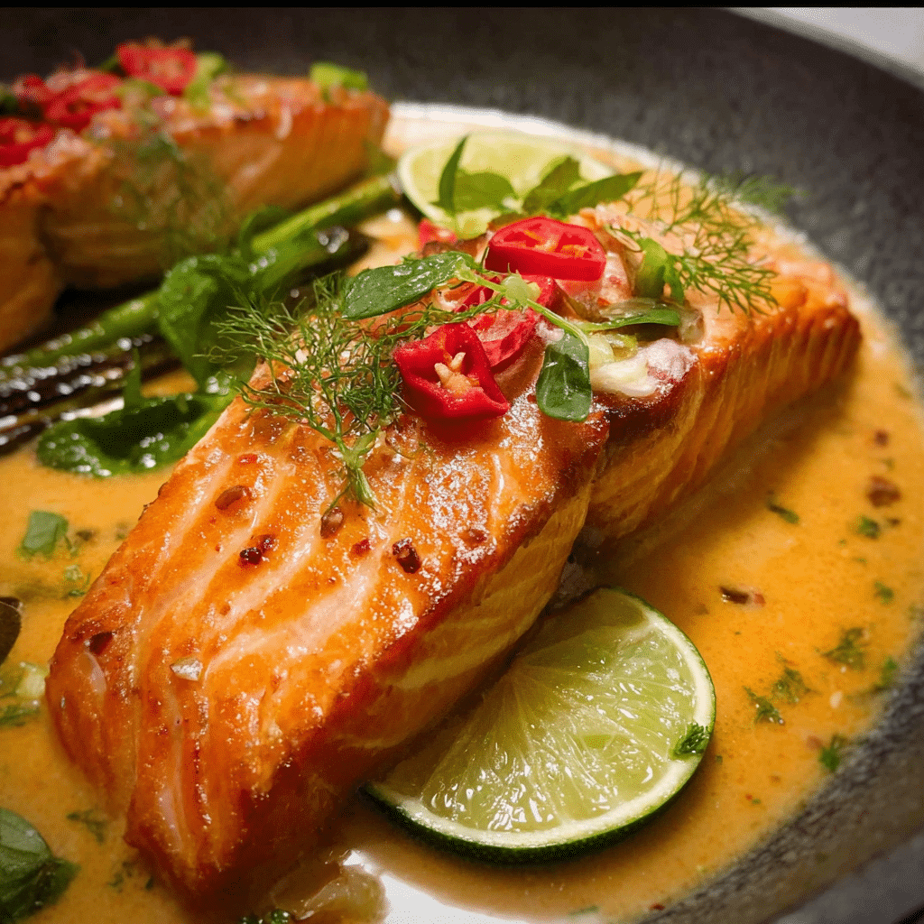 Coconut Poached Salmon with Lime Drizzle