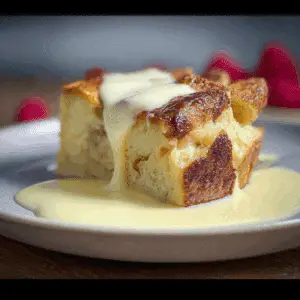 Custard Bread Pudding with Vanilla Sauce