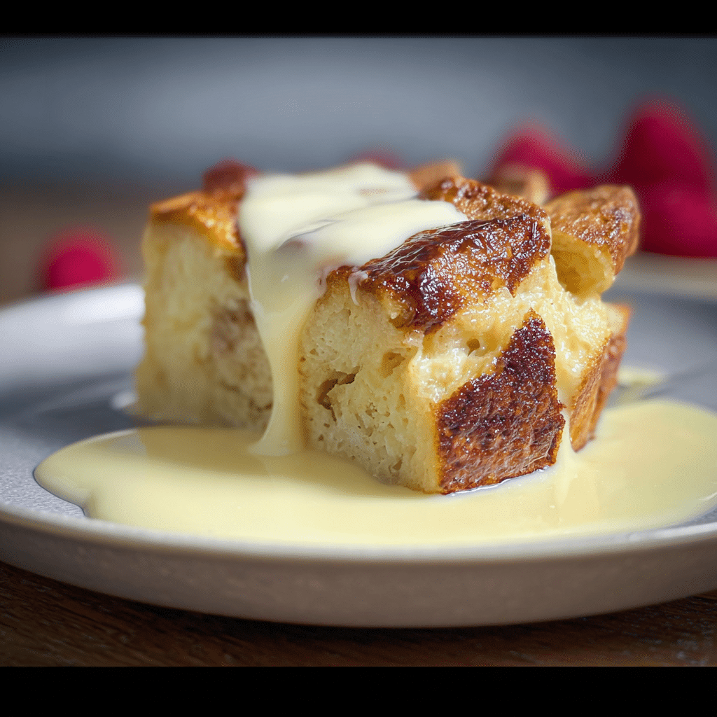 Custard Bread Pudding with Vanilla Sauce