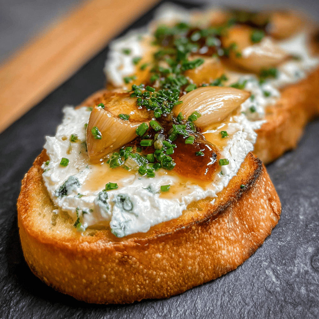 Garlic Confit with Herb Goat Cheese Toast