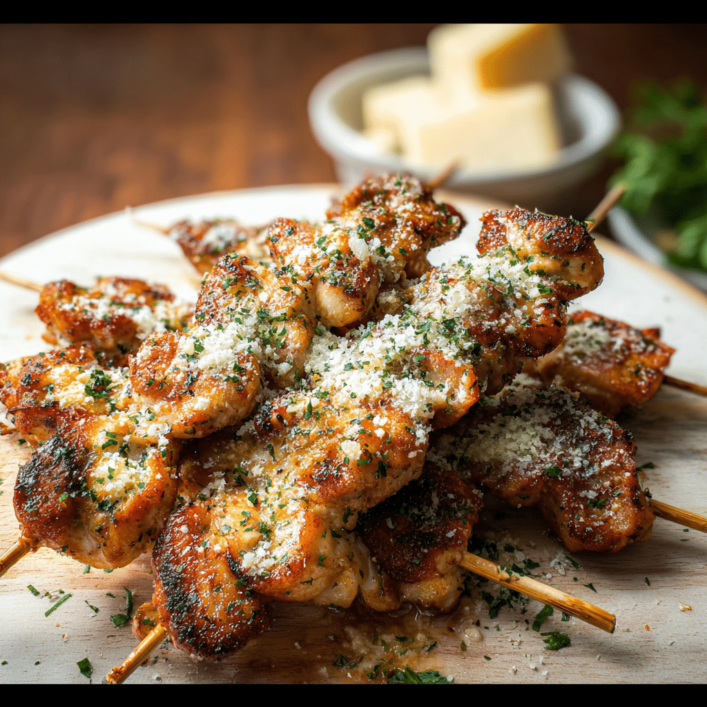 Garlic Parmesan Chicken Skewers