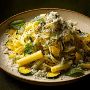 Golden Zucchini Pasta with Basil and Cheese