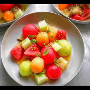 Melon Salad with Lemon Ginger Dressing