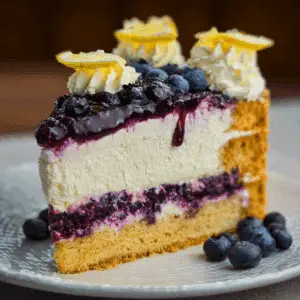 No-Bake Lemon Blueberry Cream Cake