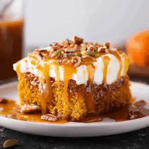 Pumpkin Poke Cake with Caramel