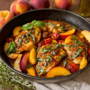 Skillet Caprese Peach Chicken