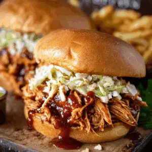 Slow Cooker BBQ Pulled Chicken Sandwiches