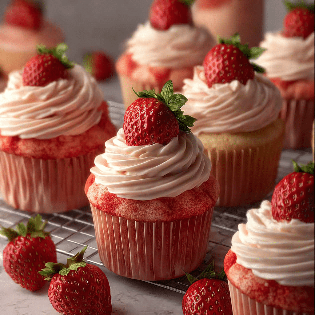 Strawberry Cupcakes with Buttercream
