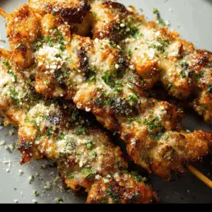 Air Fryer Garlic Parmesan Chicken Skewers