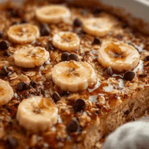 Baked Oats with Banana and Maple Syrup