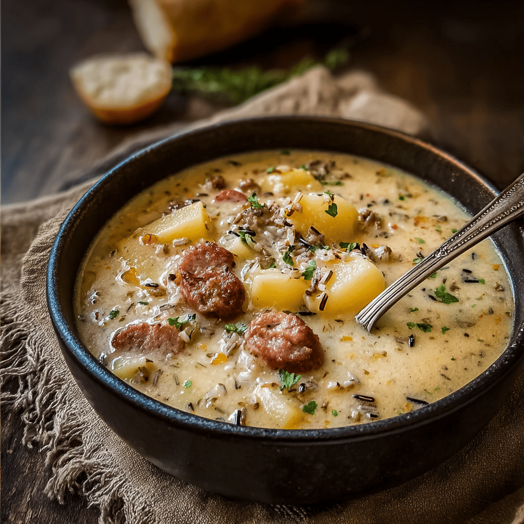 Potato and Sausage Chowder with Wild Rice
