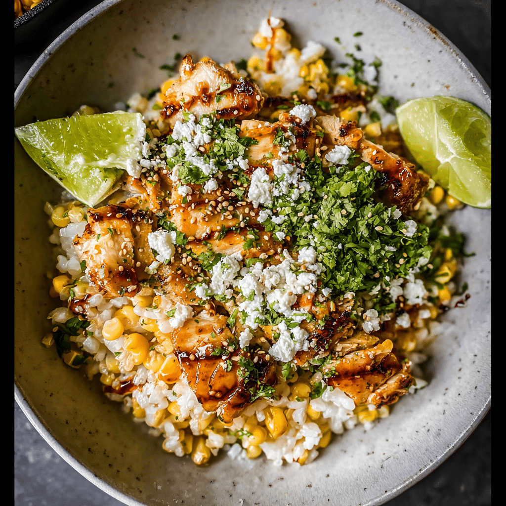 Street Corn Chicken Rice Bowls