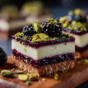 Blackberry Pistachio Cheesecake Bars