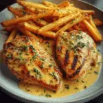 Chicken Fillet in Spicy, Creamy Garlic-Parmesan Sauce with Fries