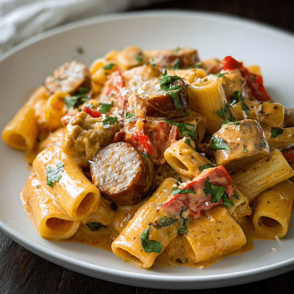 Creamy Sausage Pasta with Roasted Red Peppers