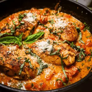 Creamy Tomato Chicken Skillet with Fresh Parmesan