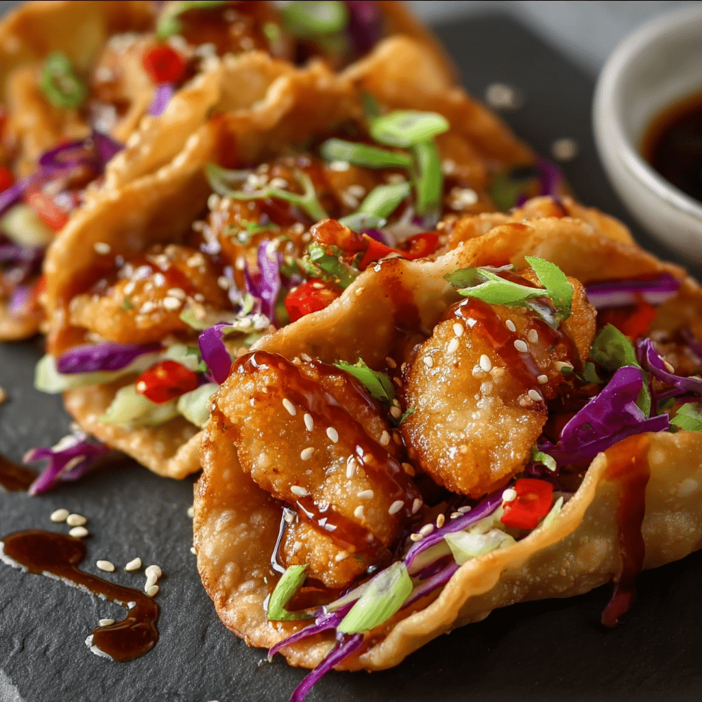 Crispy Chicken Wonton Tacos