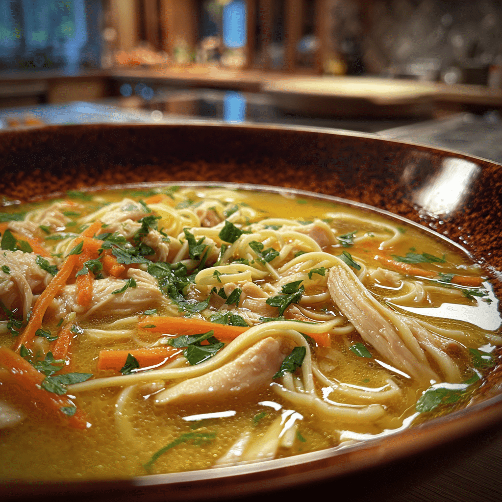 Classic Ginger Garlic Chicken Noodle Soup