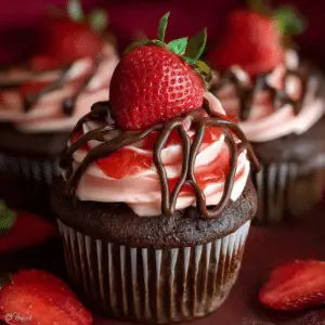 Chocolate Strawberry Jam Cupcakes